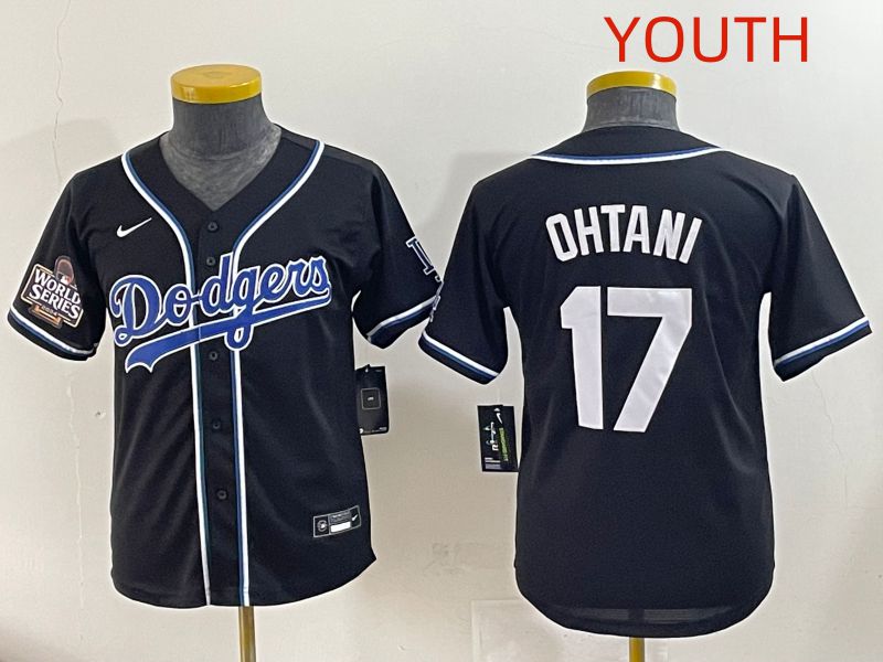 Youth 2025 Los Angeles Dodgers 17 Ohtani Black Three generations Fashion Nike MLB Jersey style 7